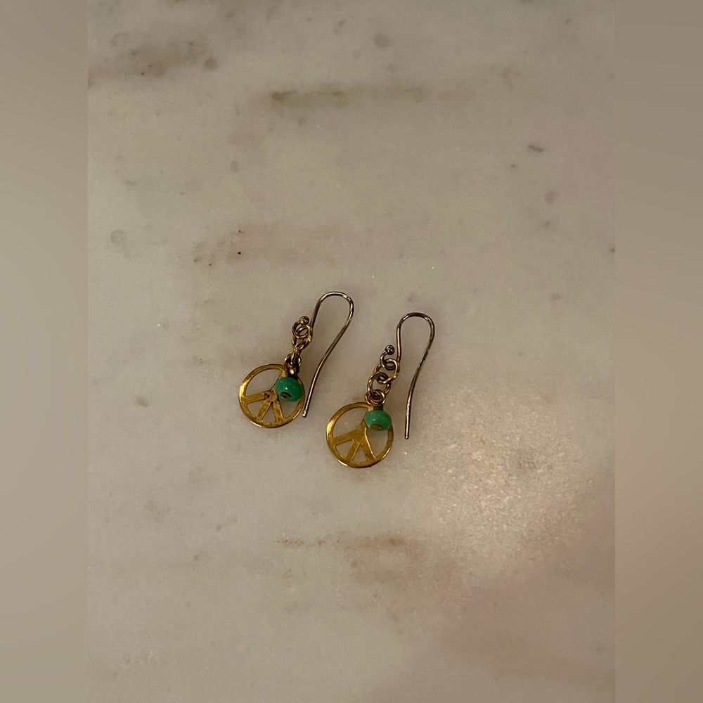 Peace earrings, turquoise bead